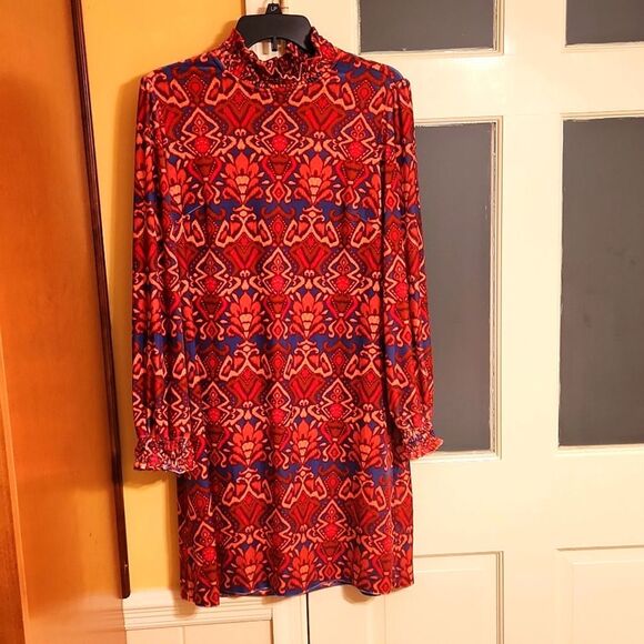 Tyler Boe Dresses & Skirts - Tyler Boe "Marni" Tribal Print Longsleeve Velvet Dress Size M NWT